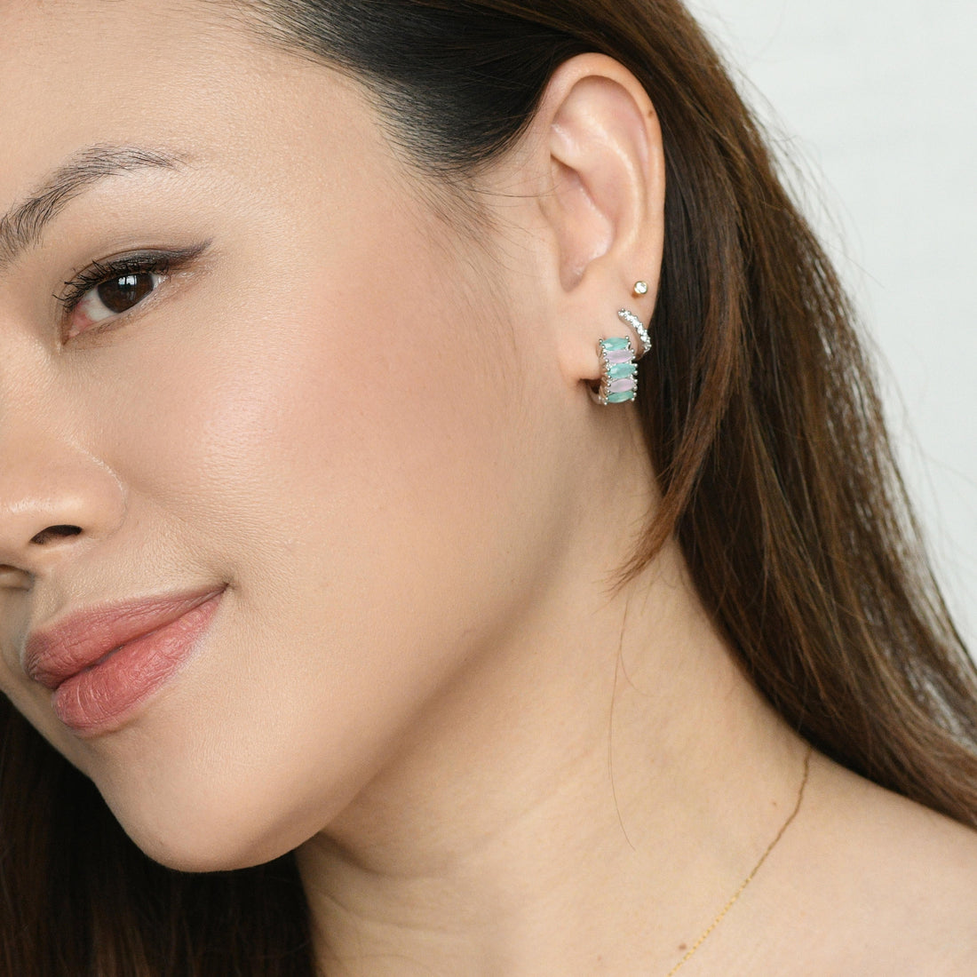Jada Hoops | Mint & Rosewater Silver