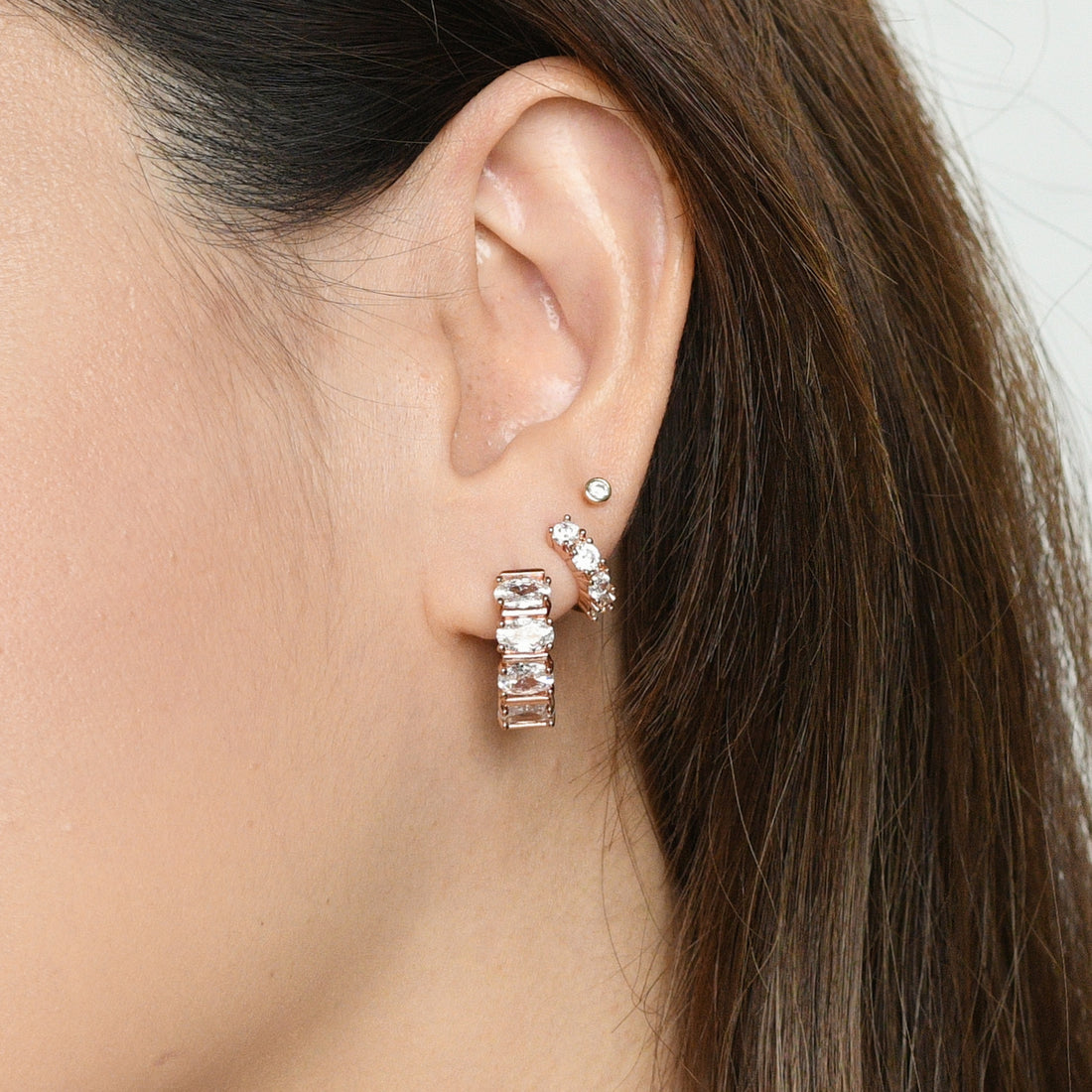 Nicole Hoops | Clear Rose Gold