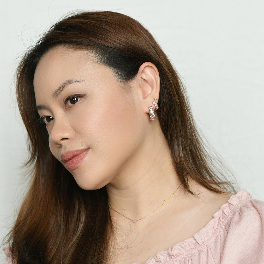 Nicole Hoops | Clear Rose Gold