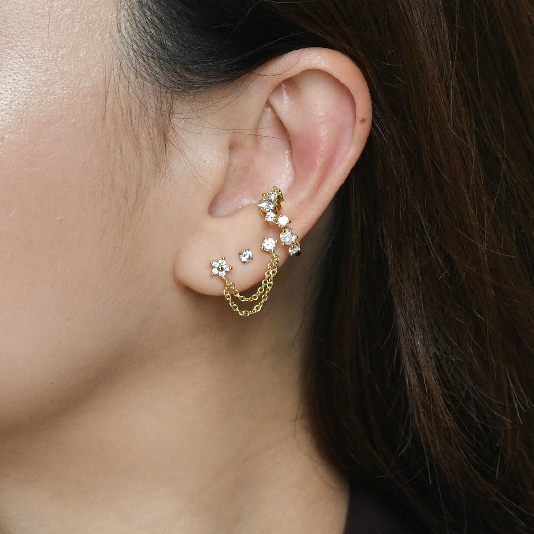 Kareena Double Studs | Gold