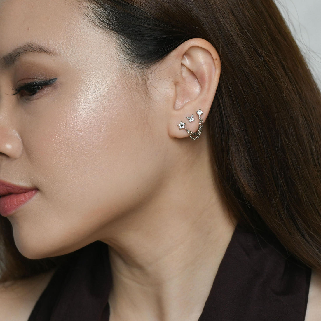 Kareena Double Studs | Silver