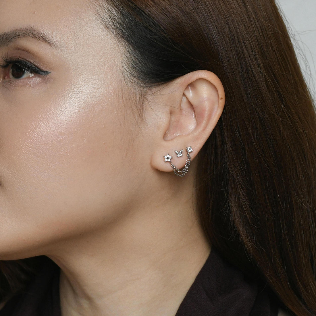Kareena Double Studs | Silver