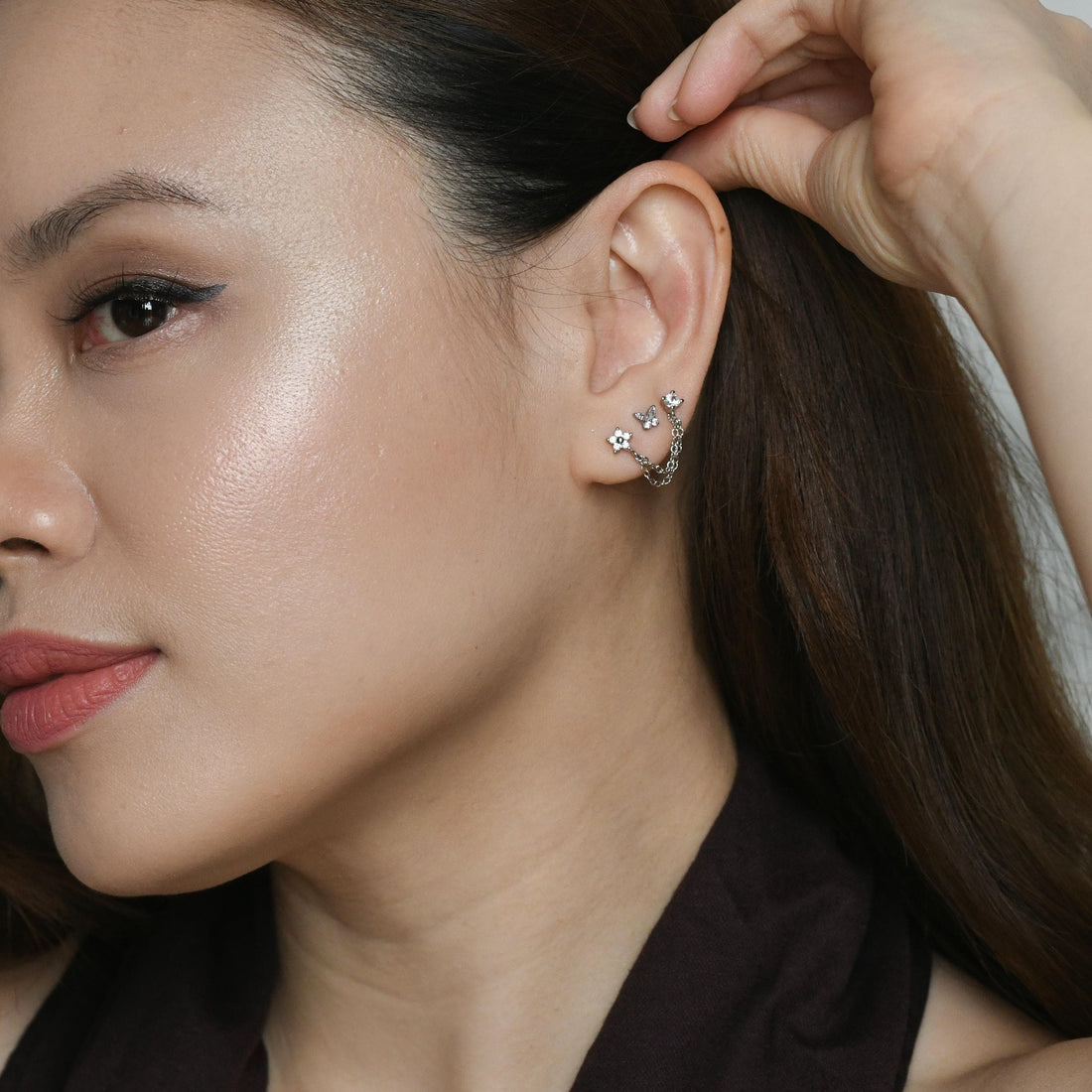 Kareena Double Studs | Silver