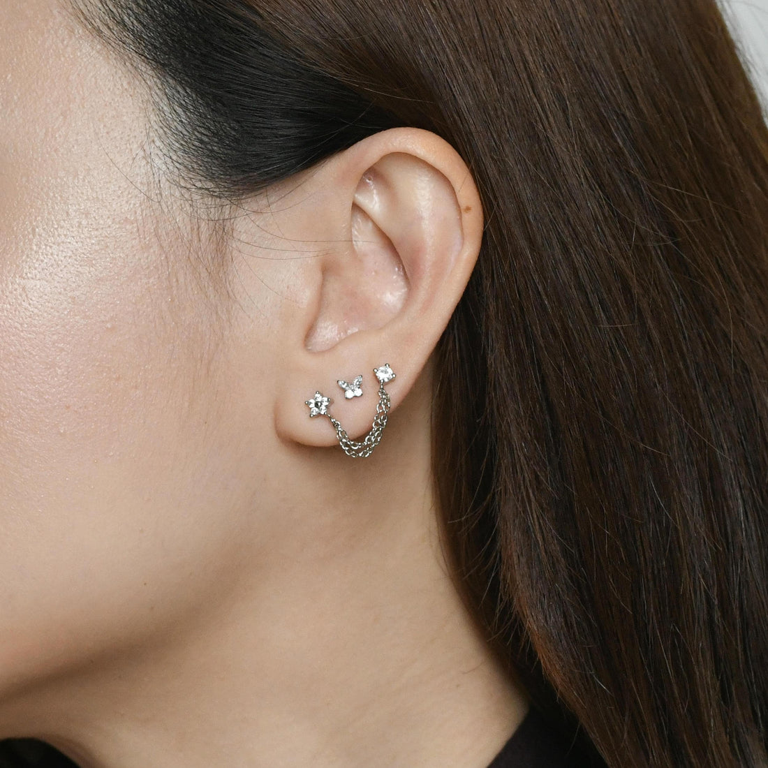 Kareena Double Studs | Silver