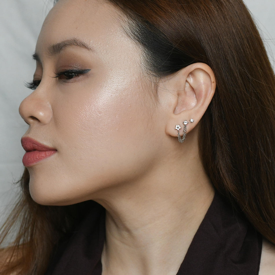 Kareena Double Studs | Silver