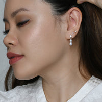 Clara Double Pearl Dangles | Silver