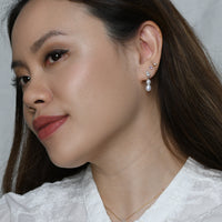 Clara Double Pearl Dangles | Silver