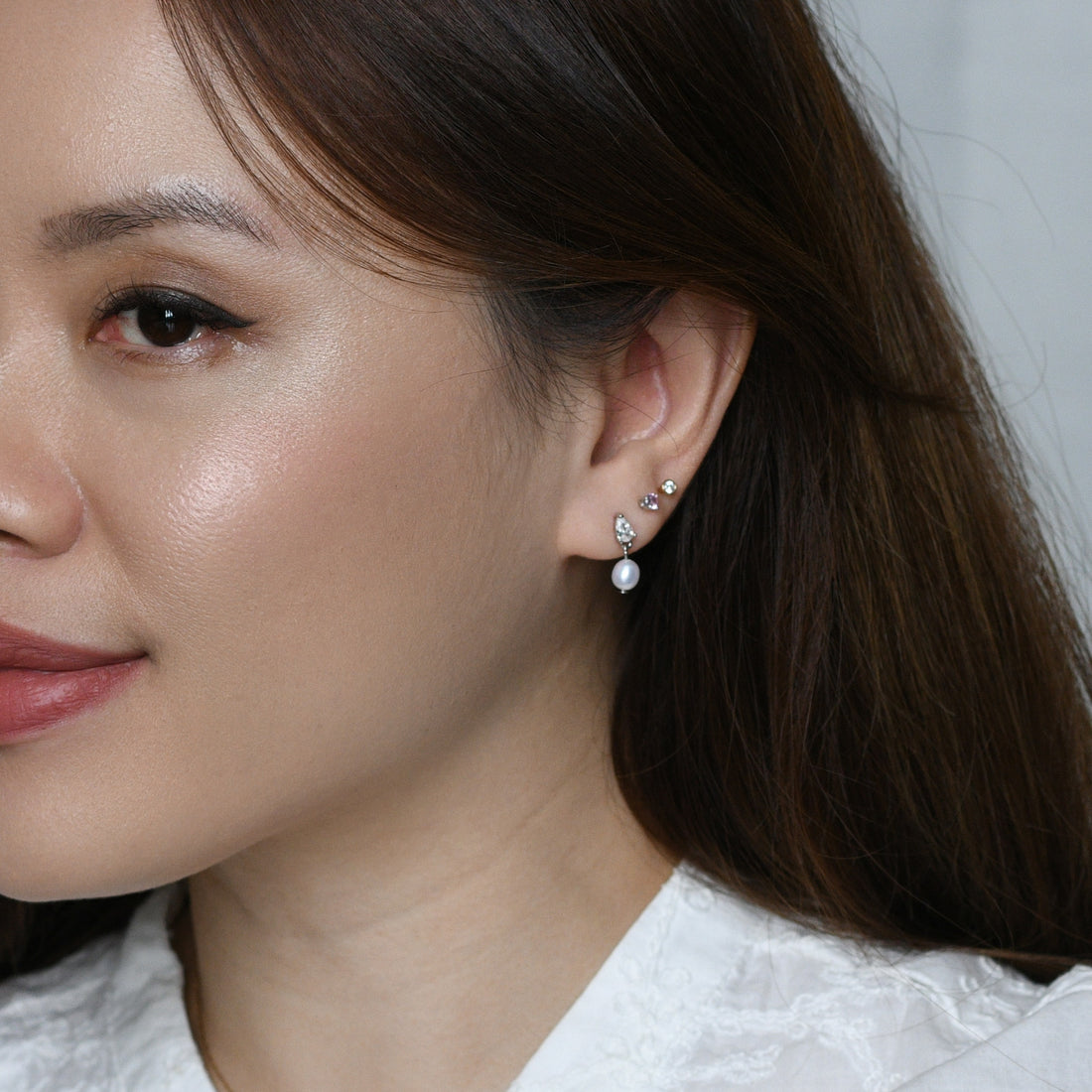 Mini Seraphina Pearl Dangles | Silver