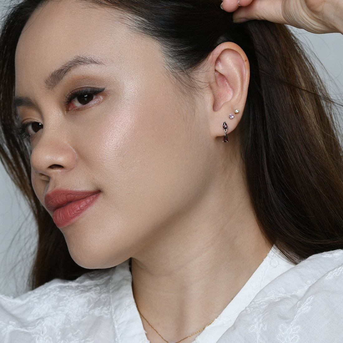 Red Sabine Dangles | Silver