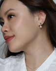 Red Elara Pearl Dangles | Silver