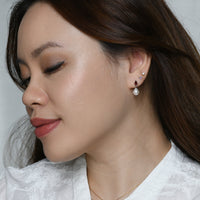 Red Elara Pearl Dangles | Silver