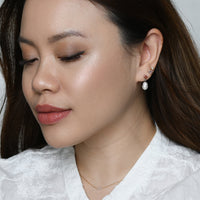 Red Camille Pearl Dangles | Silver