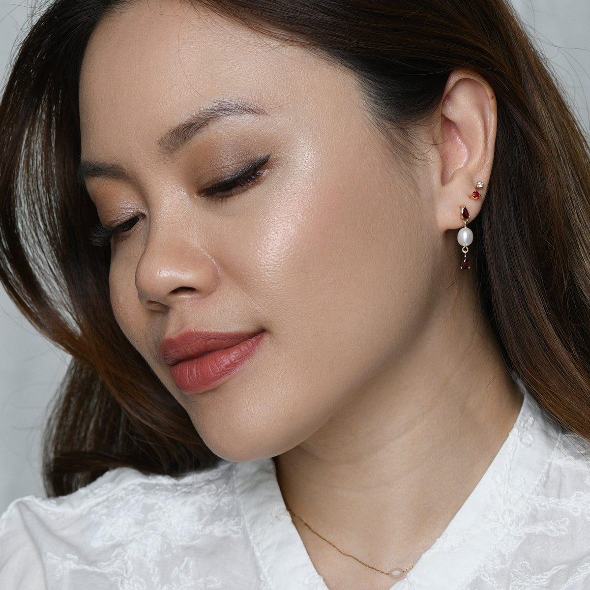 Red Ines Pearl Dangles