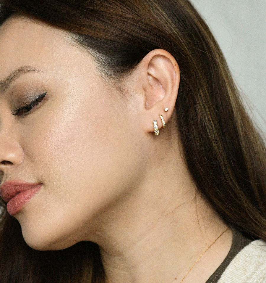 Kaia Mini Huggies | Clear Gold