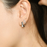 Sienna Minimalist Huggies | Clear Silver