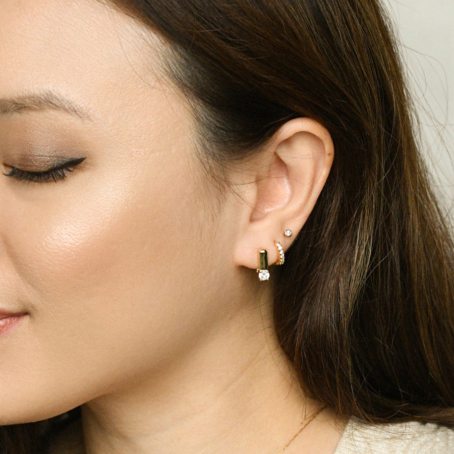 Sienna Minimalist Huggies | Clear Gold