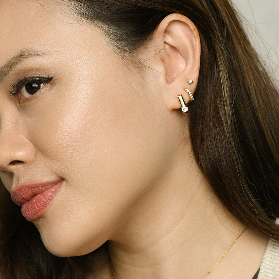 Sienna Minimalist Huggies | Clear Gold