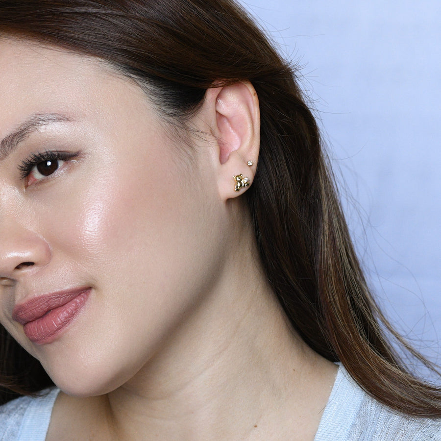 Huggie Bear Studs | Gold