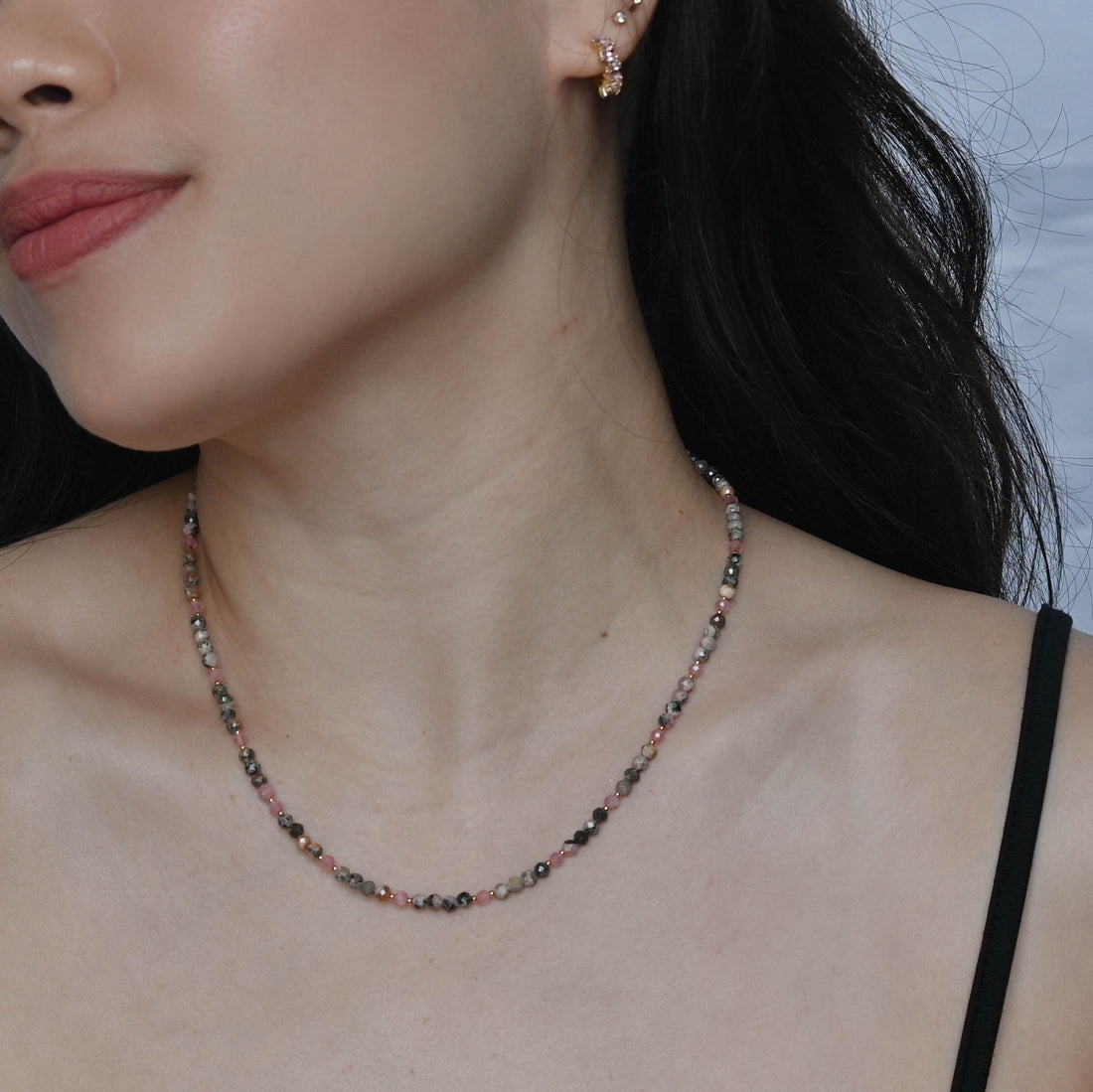 Lizzie Black Rhodochrosite Necklace