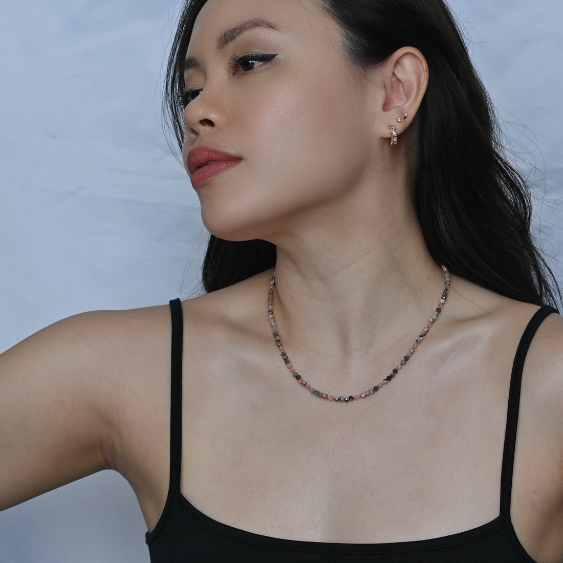 Lizzie Black Rhodochrosite Necklace