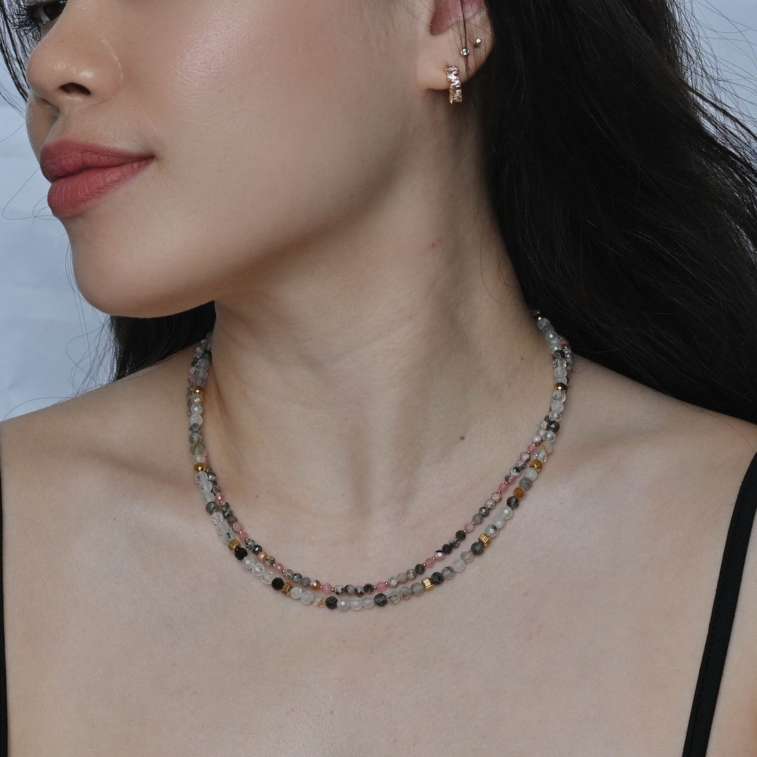 Lizzie Black Rhodochrosite Necklace