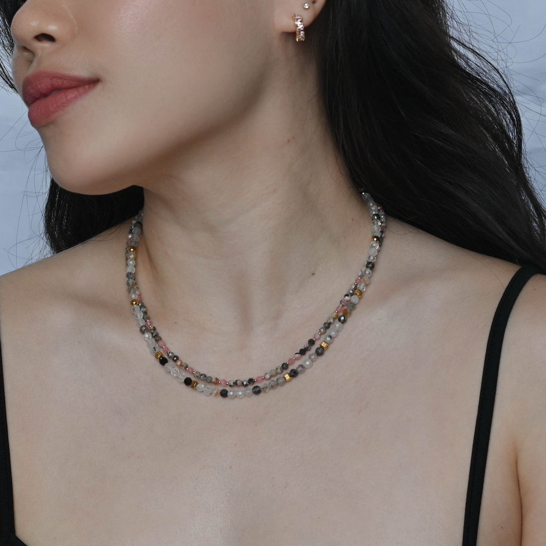 Lizzie Black Rhodochrosite Necklace