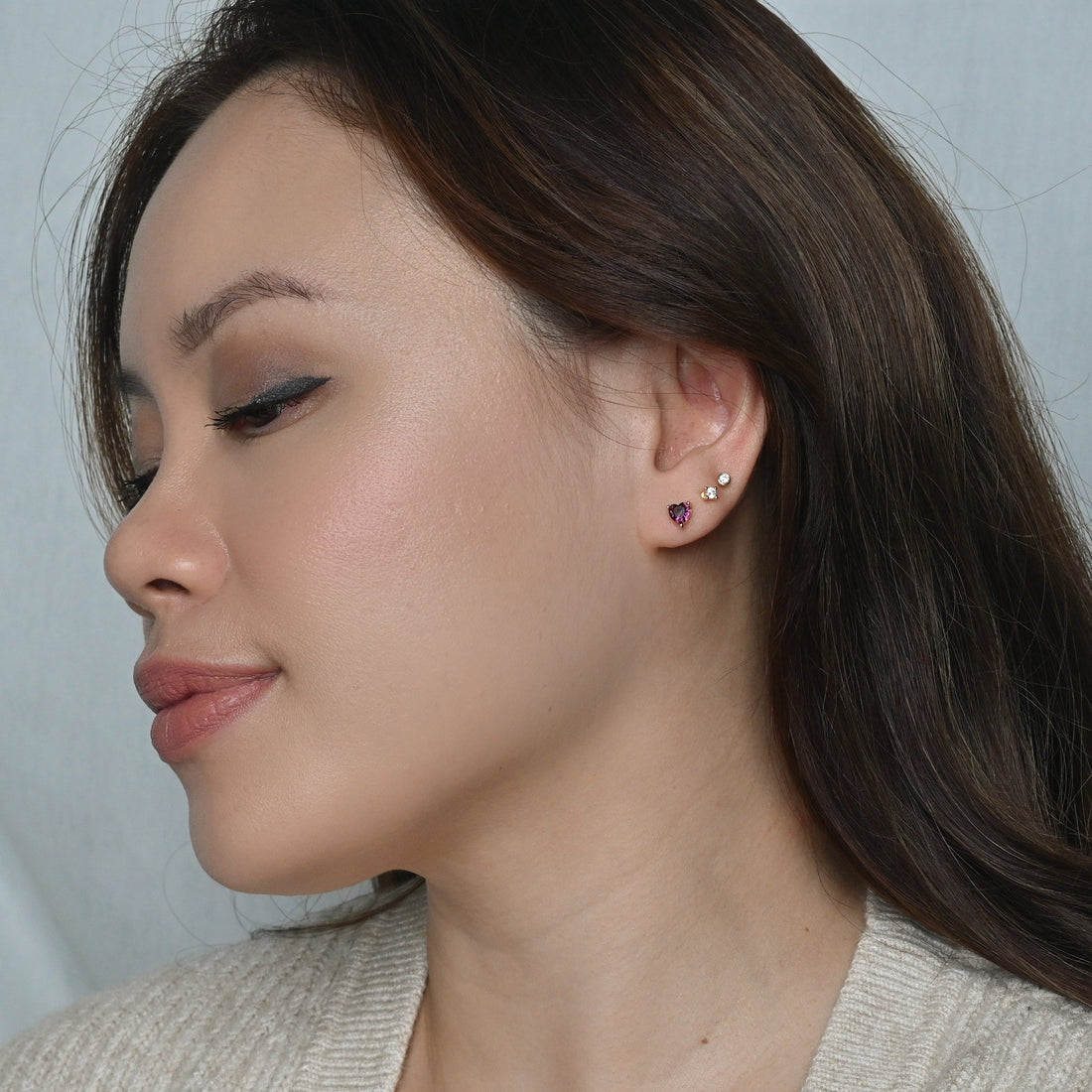 Evie Heart Studs | Gold Plum