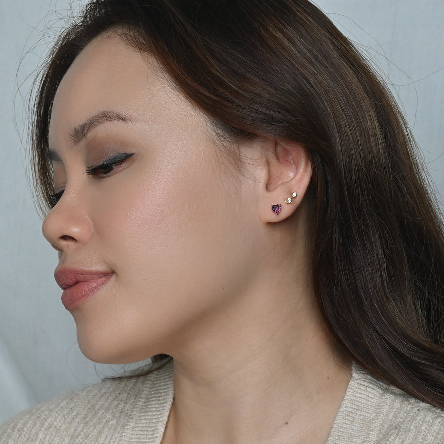 Evie Heart Studs | Gold Plum