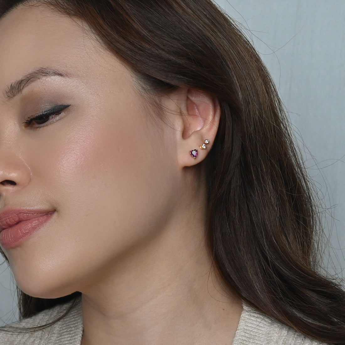 Evie Heart Studs | Gold Plum