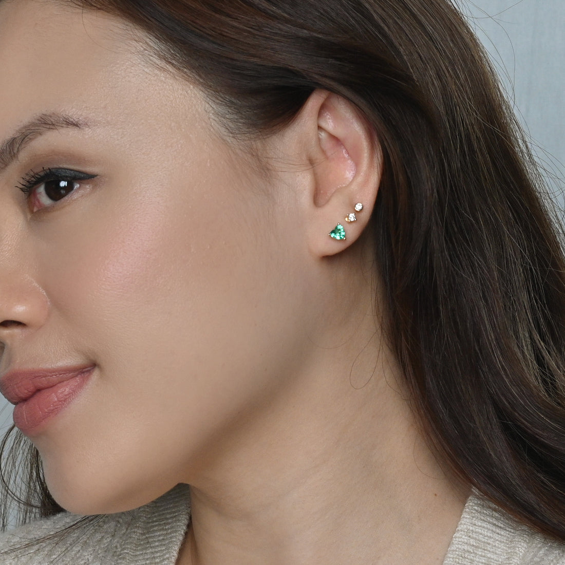 Evie Heart Studs | Gold Pine