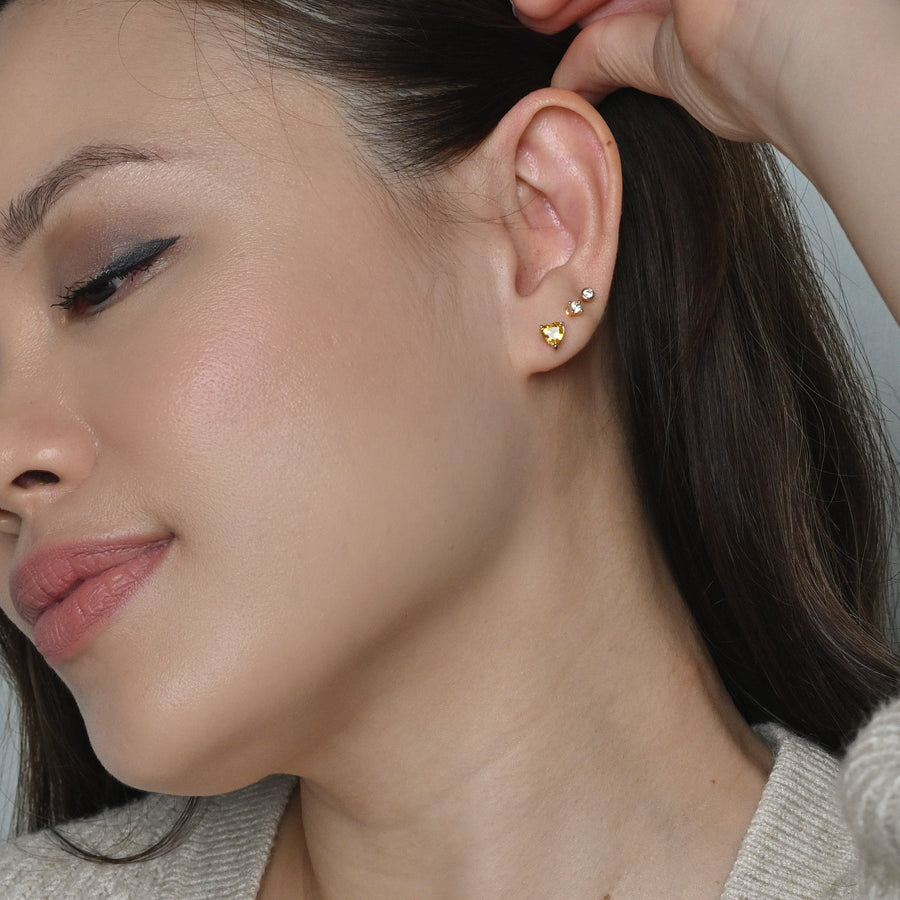 Evie Heart Studs | Gold Sunshine