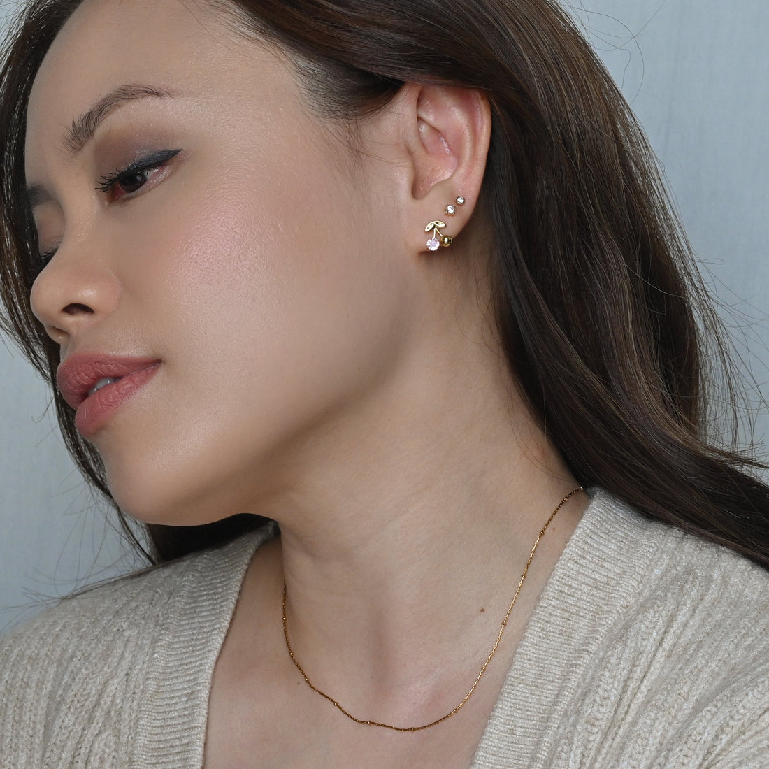 Charise Cherry Studs | Gold