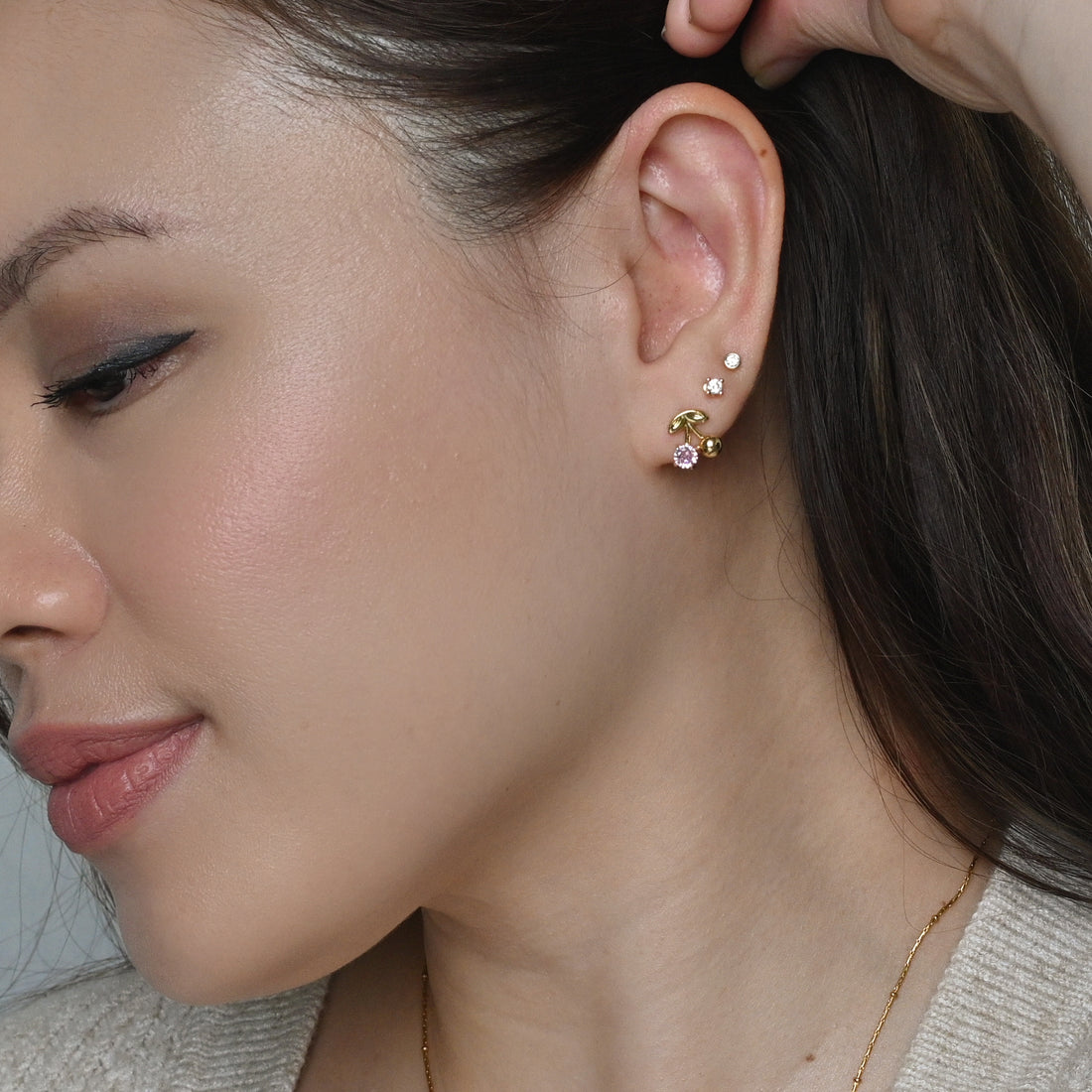 Charise Cherry Studs | Gold