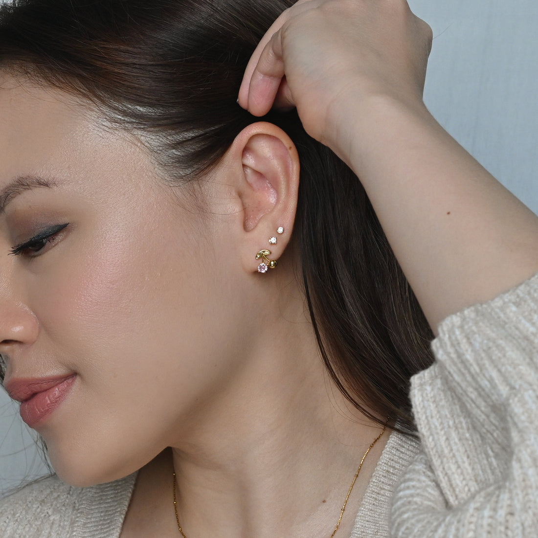 Charise Cherry Studs | Gold