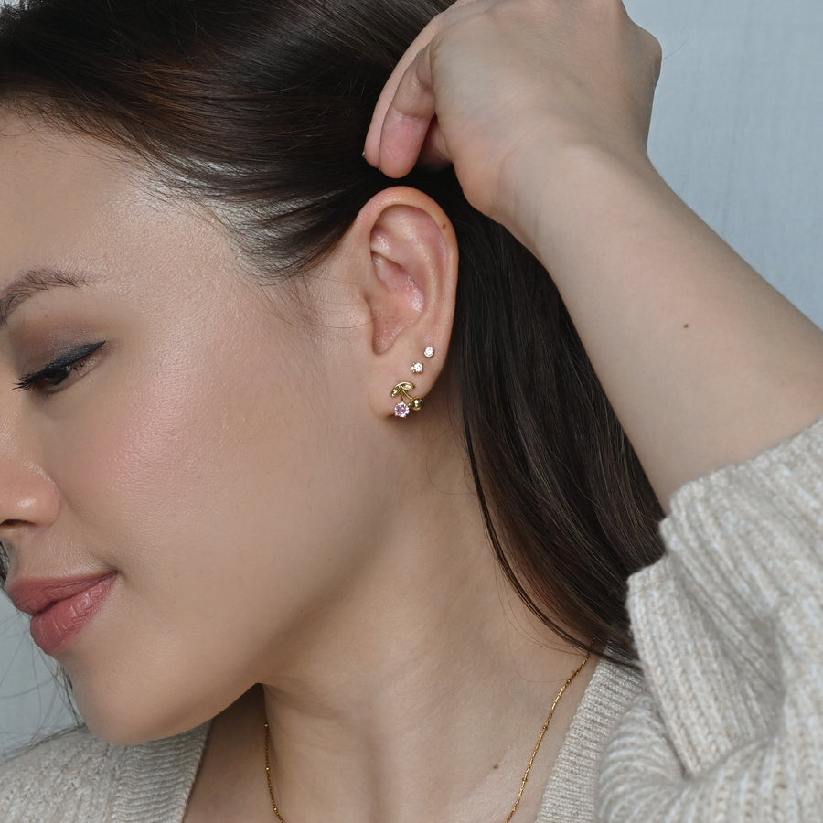 Charise Cherry Studs | Gold