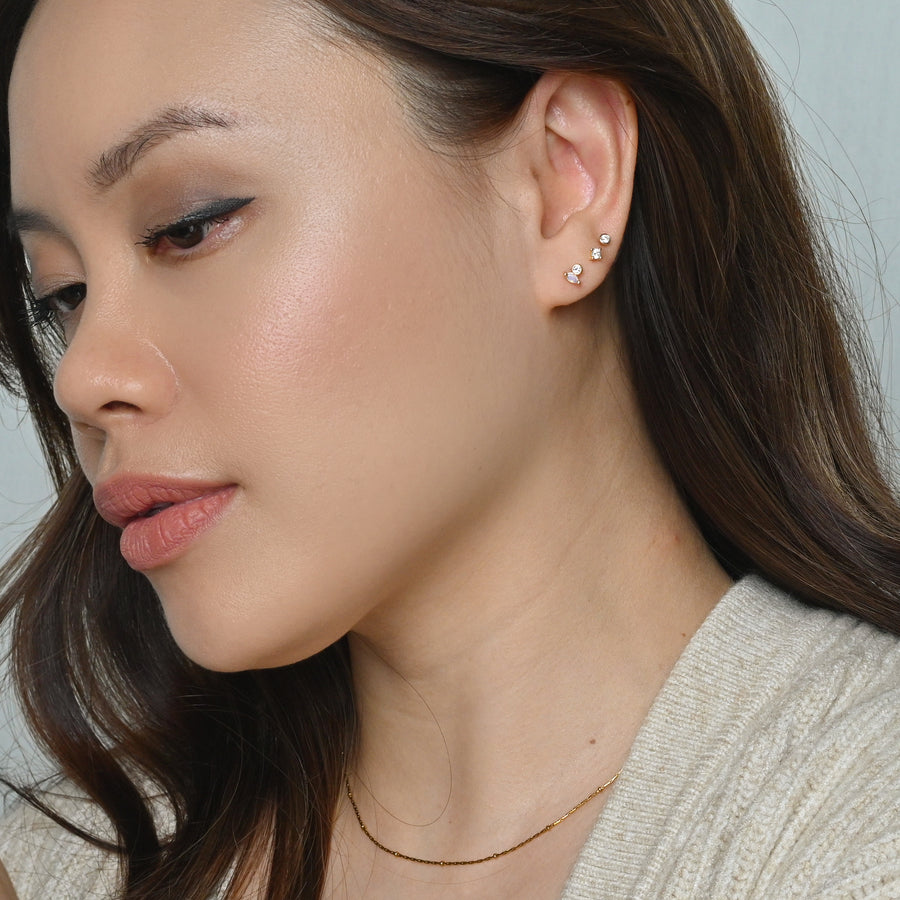 Iman Minimalist Studs | Opal Gold