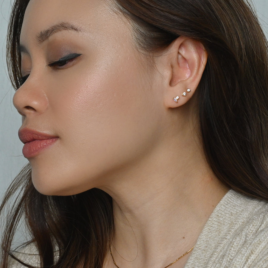Iman Minimalist Studs | Opal Gold