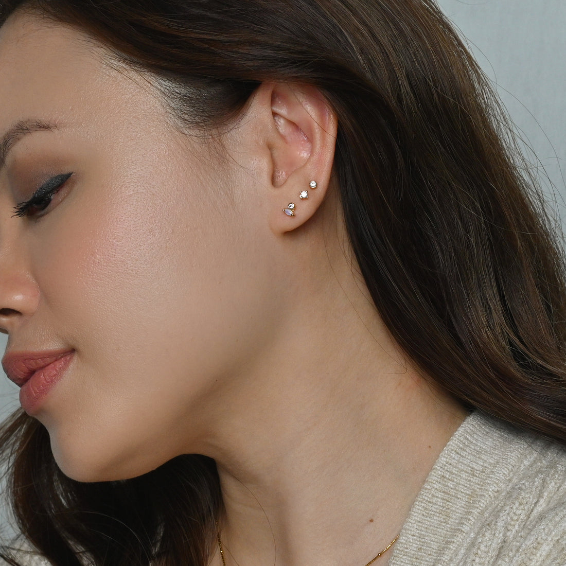 Iman Minimalist Studs | Opal Gold