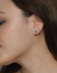 Evie Heart Studs | Silver Blue Denim