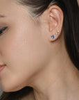 Evie Heart Studs | Silver Blue Denim