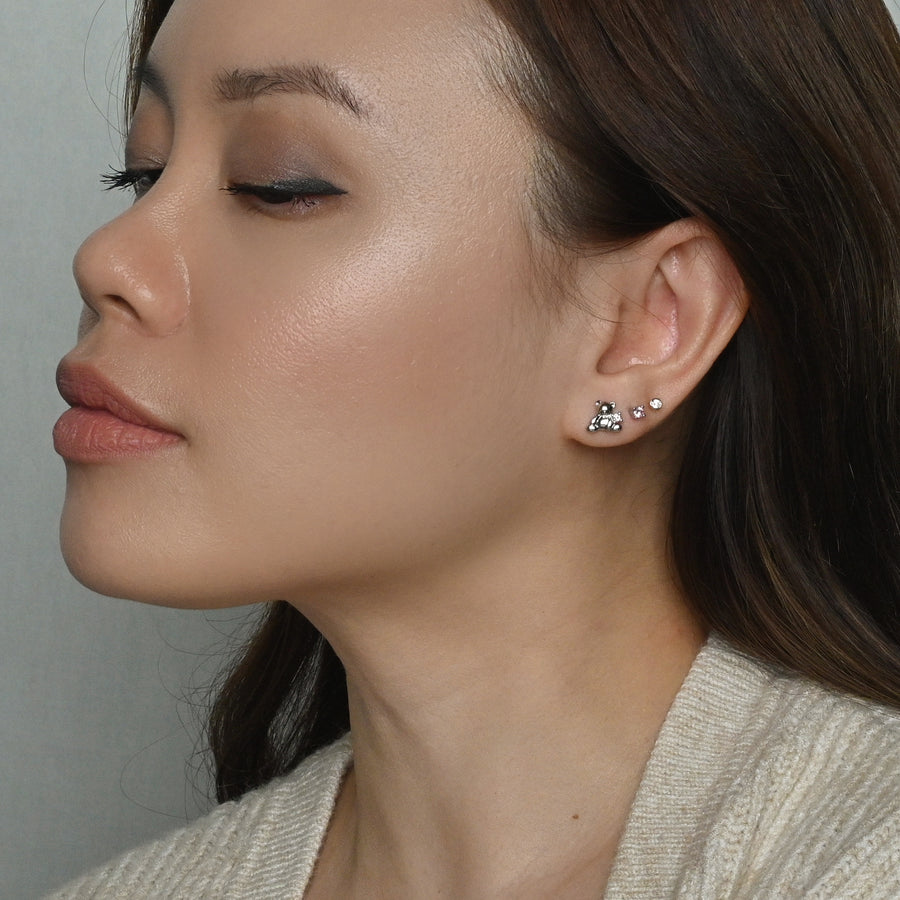 Huggie Bear Studs | Silver
