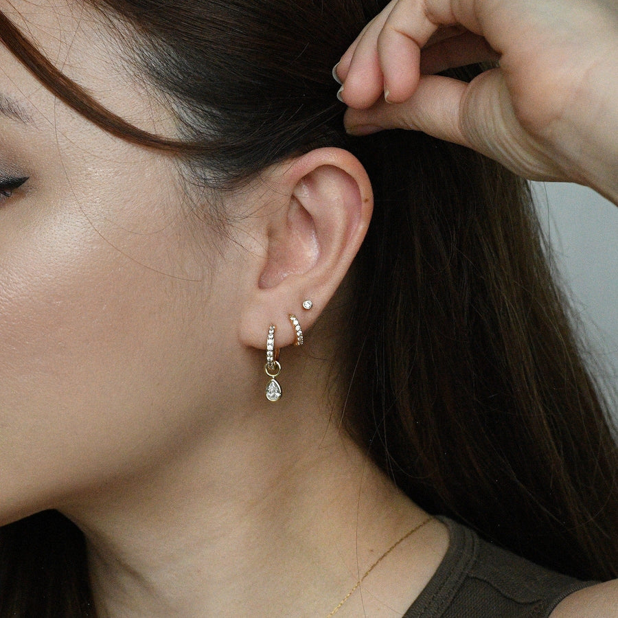 Elle 2-in-1 Hoops with Charms | Clear Gold