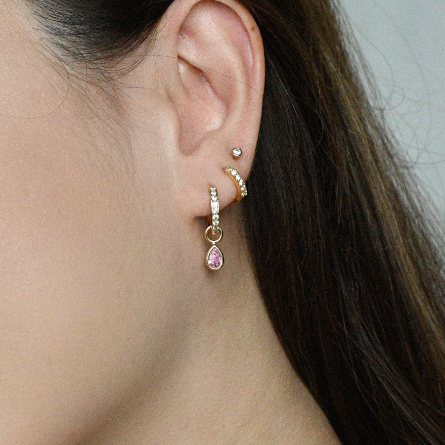 Elle 2-in-1 Hoops with Charms | Orchid Pink