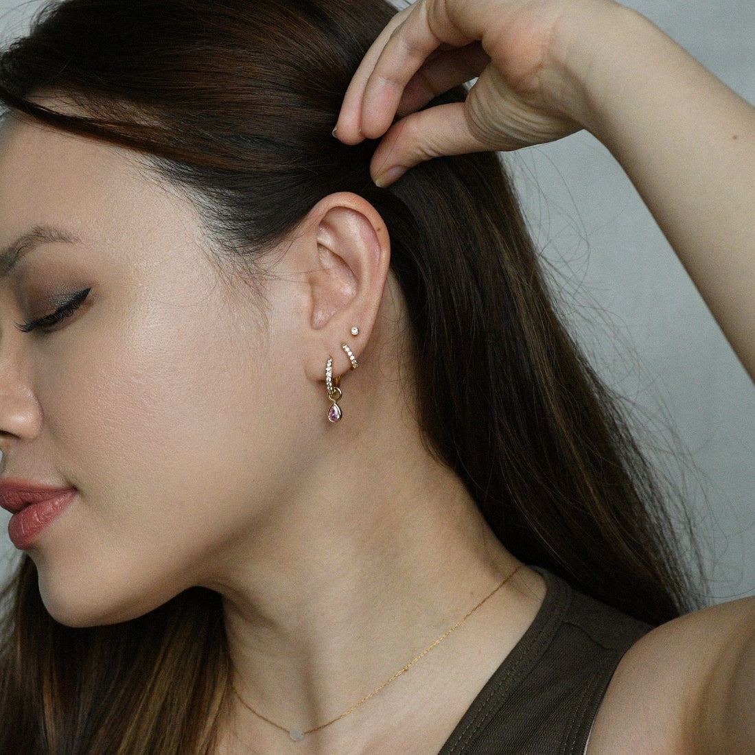 Elle 2-in-1 Hoops with Charms | Orchid Pink