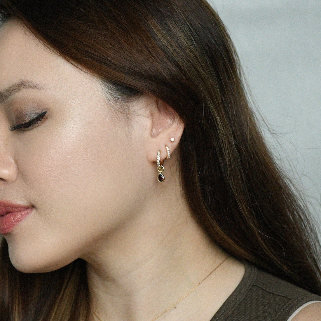 Elle 2-in-1 Hoops with Charms | Mahogany