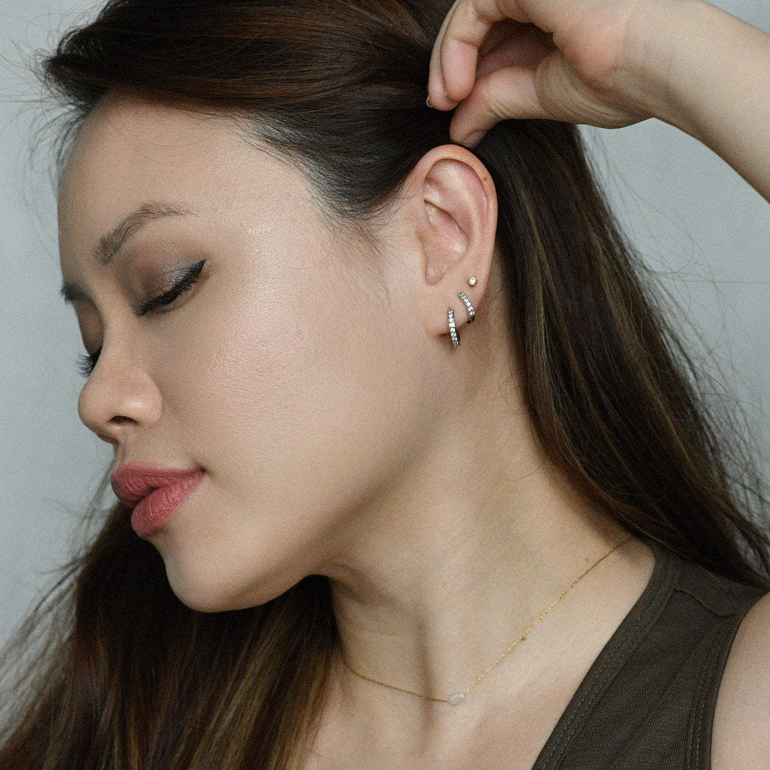 Elle 2-in-1 Hoops with Charms | Clear Silver