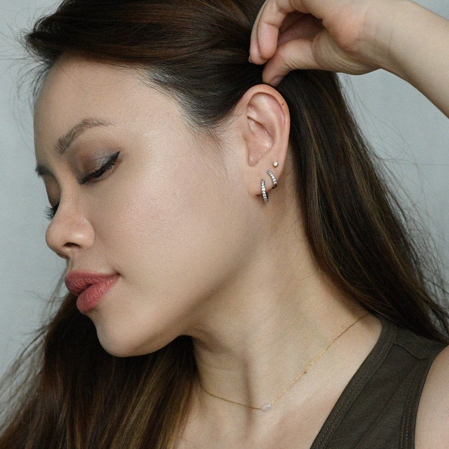 Elle 2-in-1 Hoops with Charms | Clear Silver