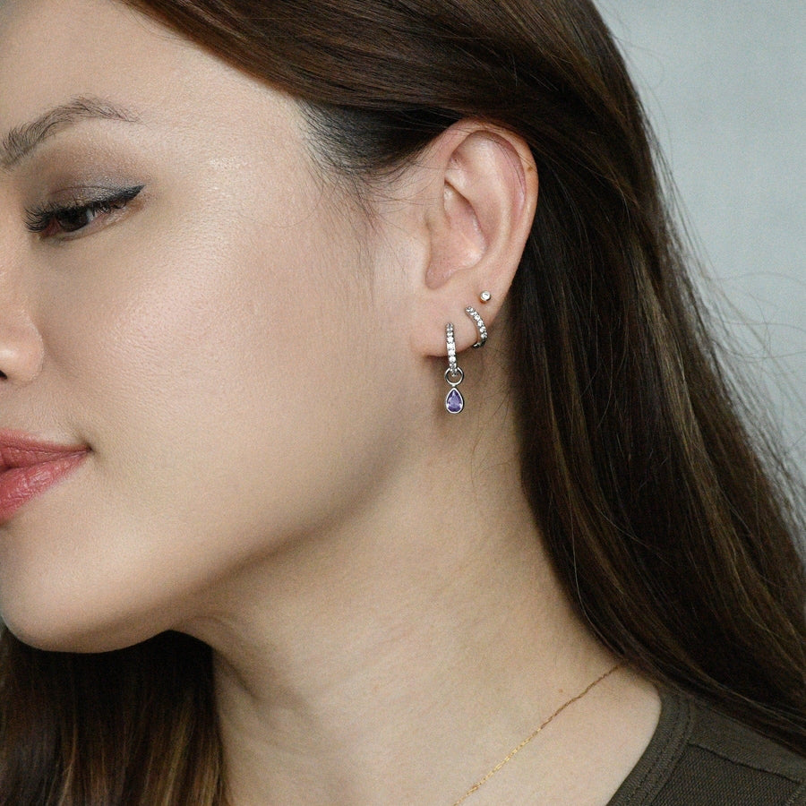 Elle 2-in-1 Hoops with Charms | Almost Amethyst