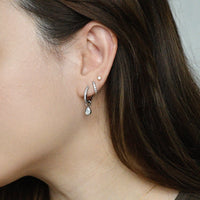 Elle 2-in-1 Hoops with Charms | Clear Silver