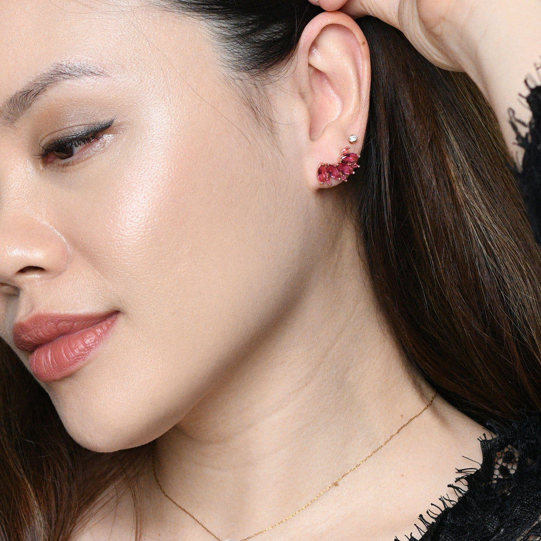 Eliana Studs | Ruby Rose Gold